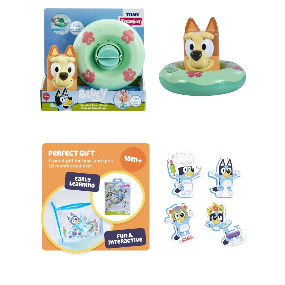 Lot of 2‎ Bluey Bath Toys - Splash & Float Bingo & Bluey Bath Foam Puzzles NEW